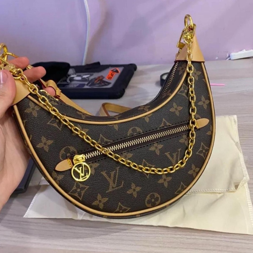 Brown Designer Women's Bag with Gold Accents